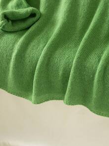 INAWLY 女式简约舒适纯色绿色毛衣 - 綠色 - 查看 3