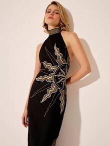 CAJUNI 复古神秘太阳印花不对称连衣裙 - 彩色 - 查看 6