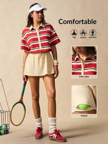 VARSIVA 女式休闲运动撞色条纹抽绳短款连衣裙 - 彩色 - 查看 10