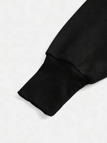 SHEIN Girlism Bluza z kapturem dla nastolatek w kolorze czarnym, z wysokim stanem i długim rękawem, w swobodnym, minimalistycznym, jednolitym kolorze, na jesień/zimę