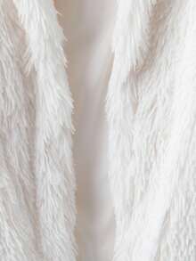 Rusticease Women's Casual Solid Color Fluffy Jacket, Autumn & Winter - White - View 5