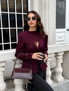 Firerie Blazer élégant et minimaliste pour femmes, mode moderne, décontracté, taille cintrée, automne-hiver - Fushia - Voir 5