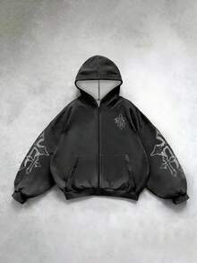 Manfinity Dauomo 男士印花连帽长袖夹克，秋季 - 彩色 - 查看 3