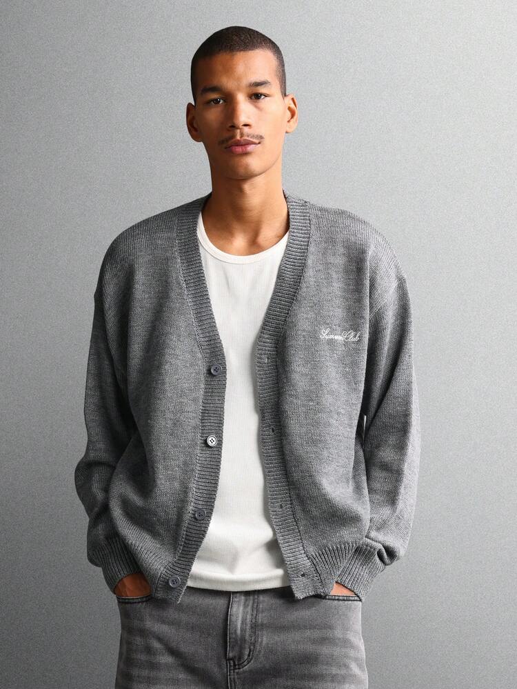 Cable Knit Button Front Cardigan With V Neck