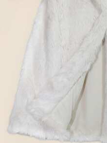 Franclia 狐狸毛纹理仿皮草夹克，女式毛茸茸外套 - 杏色 - 查看 4