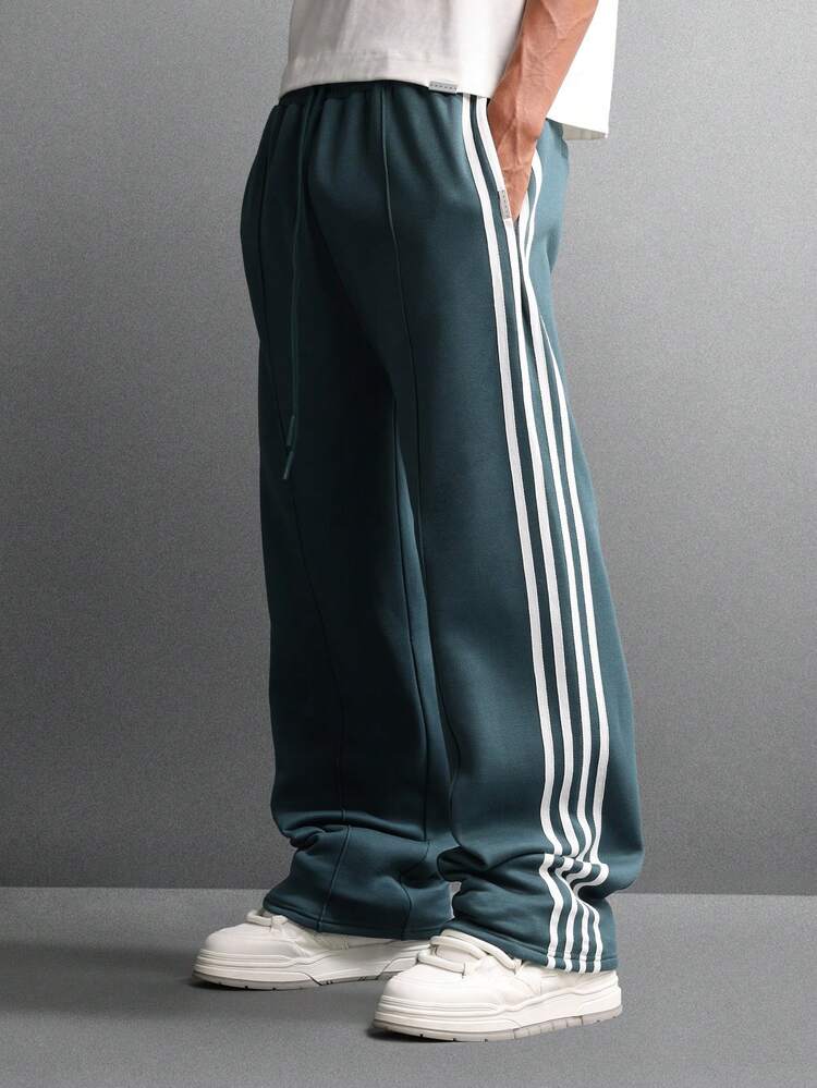 Drop Crotch Sweatpants With Side Stripes And Elastic Cuffs