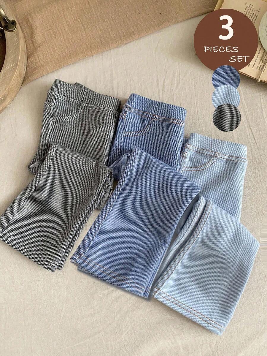 LMoss Kids LMoss 3件套女婴针织纯色休闲套装，秋冬款