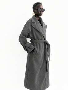 Lumivelle 宽松大衣，浅灰色风衣，秋冬女款 - 深灰色 - 查看 7
