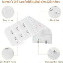 1/2/3/6/12件胸罩延长器2钩3排加长内衣配件弹性可调节内衣延长扣胸罩延长扣排扣胸罩后扣 - 彩色 - 查看 3
