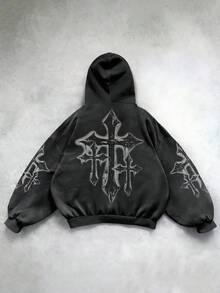 Manfinity Dauomo 男士印花连帽长袖夹克，秋季 - 彩色 - 查看 2