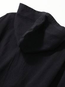 ROMWE MEN Street Life Men's Casual Washed Denim Hoodie, Fall - Blue - View 5