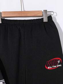 青少年男童棒球夹克套装，宽松休闲摩托车图案运动服，适合通勤、上学、日常休闲、运动、秋冬季穿着，男童运动套装，两件套青少年男童运动服，青少年男童运动服，赛车夹克套装，青少年男童两件套，冬季套装，冬季服装，秋季服装，秋季服装，所有儿童服装，黑色上衣，黑色裤子，秋季上衣，圣诞红 - 紅色 - 查看 7