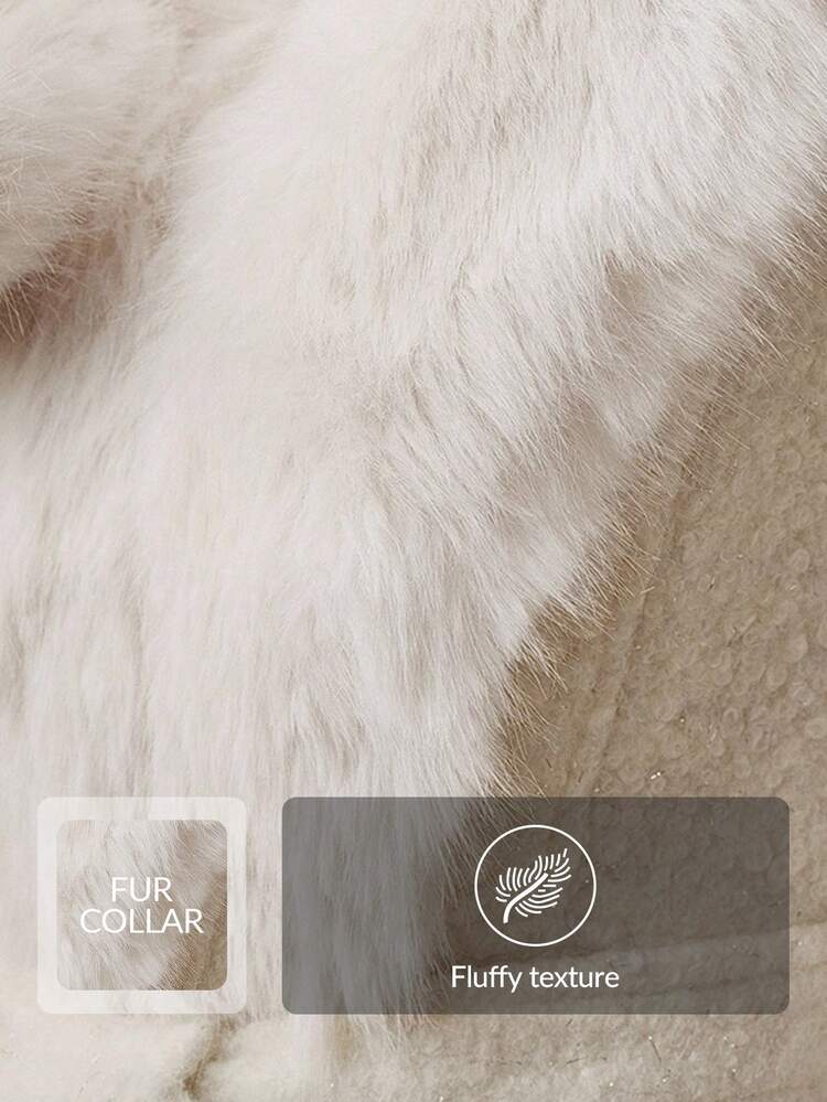 中丈ベルト付きファーカラージャケット、秋冬に最適、外出、エレガント、フォーマル、パーティー、シック、新年、レディースウインターコート、クリスマス、仕事、卒業式、結婚式、高級