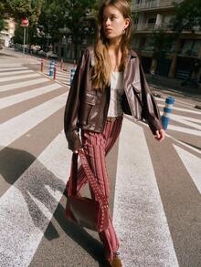Nöista Women's Fashion Commuter Fur Collar Cropped Jacket - Coffee Brown - View 1