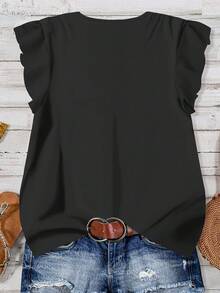 EMERY ROSE Plus Size Casual Minimalist Dark Grey Shirt, Suitable For SummerIn Fall/Winter - Dark Grey - View 2
