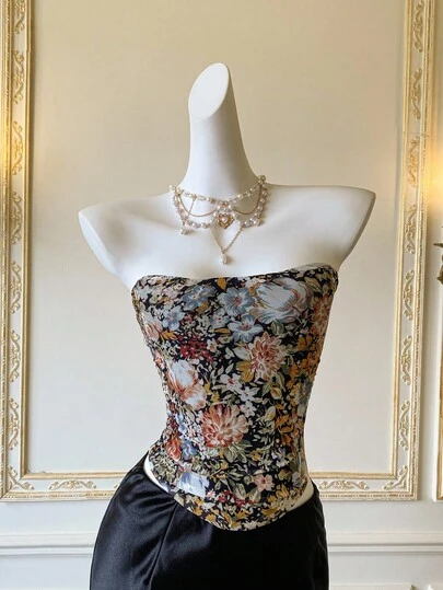 SHEIN MOD Top de tirantes de mujer con estampado floral de malla