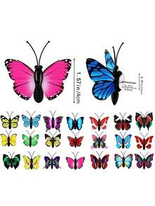 SHEIN Set de 10/20/30 piezas de chinchetas con mariposas de simulación de colores aleatorios, adecuadas para decorar tableros de fotos o tableros de anuncios - Multicolor - Ver 4