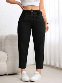 EMERY ROSE Quần denim ống côn thường ngày cỡ lớn cho nữ, không co giãn, giảm giá - màu đen - Xem 5