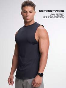 Áo ba lỗ cổ tròn thường ngày đa năng cho nam - màu đen - Xem 3