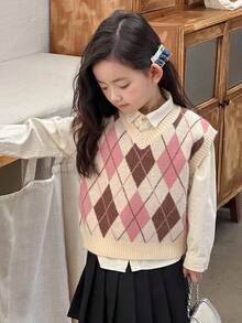 DAZY 女童V领毛衣背心，秋冬季