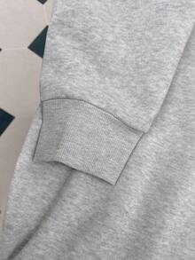 SHEIN 女式羊毛连帽连衣裙，配有抽绳和纽约字母印花，长袖运动衫图案套装