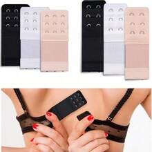 1/2/3/6/12件胸罩延长器2钩3排加长内衣配件弹性可调节内衣延长扣胸罩延长扣排扣胸罩后扣 - 彩色 - 查看 1