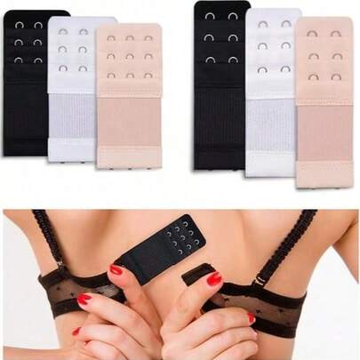 1/2/3/6/12件胸罩延长器2钩3排加长内衣配件弹性可调节内衣延长扣胸罩延长扣排扣胸罩后扣