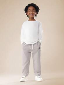 SUMWON 儿童套头慢跑裤 柔软抽绳 松紧腰 休闲舒适 日常穿着 冬季衣橱必备 - 淺灰色 - 查看 4