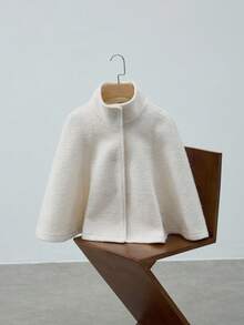 Maija 女式休闲简约前扣立领夹克，秋季 - 白色 - 查看 2