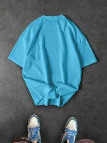 Manfinity Sport Corelite Camiseta deportiva de verano de cuello redondo y manga corta, versátil y casual para hombres - Celeste - Ver 2