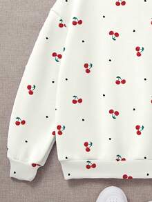 SHEIN Moletom Happikins Cream White Young Girl Retro Sweet Mini Cherry Floral Print, Cropped, Estilo Pastoral Pastel Floral Nature, Presente para Amantes de Jardins, Moletom Casual Solto com Gola Redonda, Manga Longa, Confortável, Ideal para Outono/Inverno, Piqueniques ao Ar Livre, Passeios, Fotografia de Rua, Casa, Streetwear Vintage, Conforto Fácil, Camadas de Outono, Estilo Anos 2000, Roupas Y2K, Roupas de Inverno, Conjunto Esportivo de Outono - Multicolorido - Ver 6