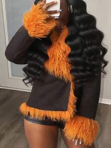 Slaydiva Áo khoác dài tay thường ngày cho nữ, ấm áp để mặc hàng ngày, mùa thu/đông - màu nâu - Xem 1