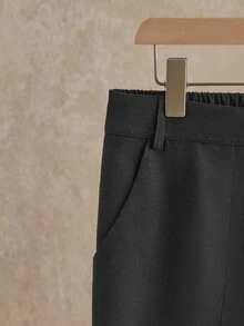 Manfinity VCAY 男士休闲梭织贴袋阔腿纯色裤，适合日常穿着黑色休闲裤，适合秋季，老款 - 黑色 - 查看 6