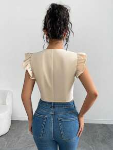 Chiquease Cămașă casual de vară de vacanță țesătă pentru femei - Caisă - Vizualizare 2