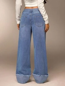 SHEIN Forever 21 Quần Jeans Nữ Quần Jeans Cạp Thấp Quần Jeans Công Sở Thường Ngày Cho Nữ Quần Ống Rộng Y2k Trang Phục Công Sở Cho Nữ Quần Baggy Quần Mùa Hè Trang Phục Thường Ngày Cho Nữ Quần Jeans Xanh Quần Mùa Hè Cho Nữ Quần Jeans Denim Quần Áo Hippie Cho Nữ - Màu xanh nhạt - Xem 2