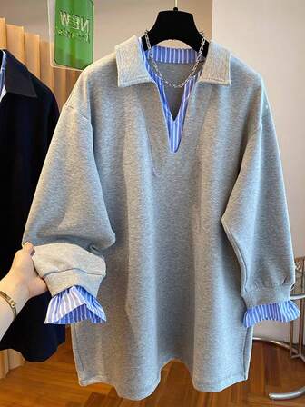 Resyla Women's Casual Striped Patchwork Sweatshirt