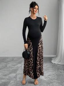 Momance Abito plissettato con stampa leopardata e patchwork, sexy e alla moda - Multicolore - Visualizzare 4