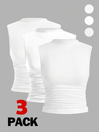 Auralis 3件套女士加大码无袖修身基本款背心