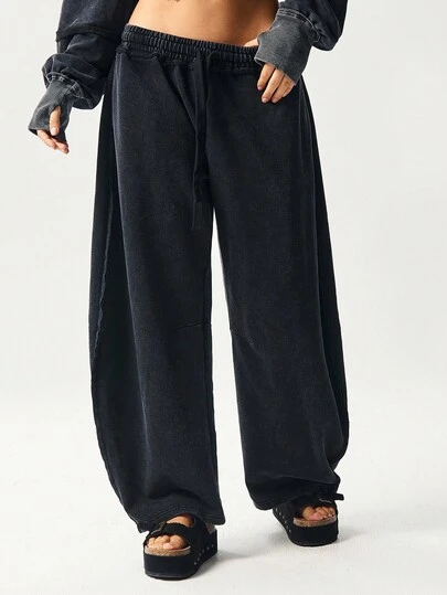 Bohemela 女士休闲纯色针织宽松阔腿运动裤