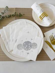 16 Pieces/Sets Of Disposable Napkins With Birthday Slogans, Simple Slogan Graphic Disposable Tissues For Birthday Parties And Christmas - Silver - View 5