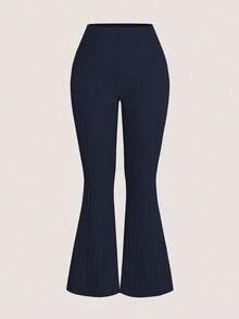 Franclia 加大码弹力针织喇叭裤，秋冬喇叭裤，女士罗纹喇叭裤，2条装喇叭裤 - 彩色 - 查看 6