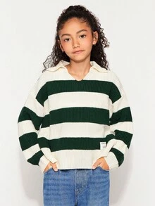 Radiana Jersey de cuello con costillas informal para niñas preadolescentes, otoño/invierno - Multicolor - Ver 2
