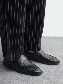 CUCCOO BIZCHIC 男士皮鞋，透氣商務皮鞋，柔軟底部，英式風格，低筒滑入，圓頭，黑色，簡潔大方，專業工作鞋 - 黑色 - 查看 3