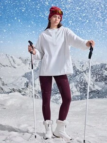 In My Nature 女式休闲纯色连帽户外羊毛夹克，秋冬 - 白色 - 查看 2