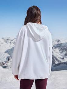 In My Nature 女式休闲纯色连帽户外羊毛夹克，秋冬 - 白色 - 查看 5