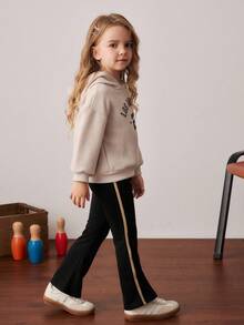 PrepCrw 2pcs/Set Young Girls Vintage Letter Graphic Hoodie Sweatshirt And Pants Suit, Collegiate Style - Multicolor - View 6