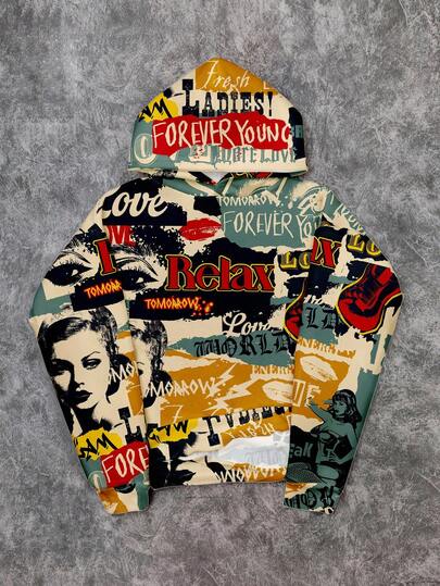 Slaydiva Women's Casual Street Portrait Print Hoodie Sweatshirt, Suitable For Autumn/Winter, Fits Hip Hop Culture,Fall