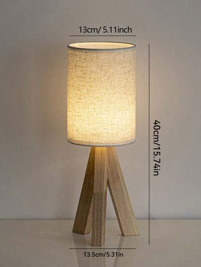 SHEIN 1Pc Minimalist Linen Lamp Shade With Wooden Base, USB Powered LED Desk Lamp, Suitable For Bedroom, Office And Dorm Reading, Linen Lamp Shade