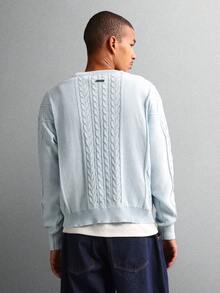 SUMWON Cotton Regular Fit Cable Knit Cardigan Button Front Open Placket Classic Winter Fall Layering Knitwear - Red - View 2