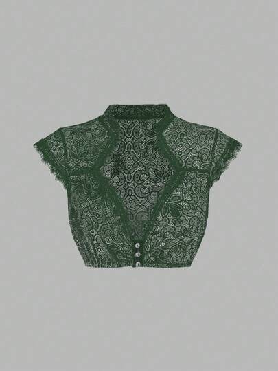 Fairmaia Elegant Vintage Lace German Traditional Women Top